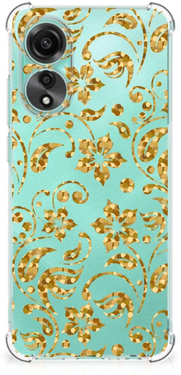OPPO A78 4G Case Gouden Bloemen