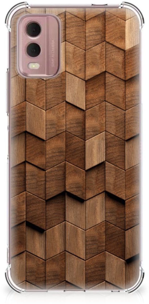 Stevig Telefoonhoesje voor Nokia C32 Wooden Cubes