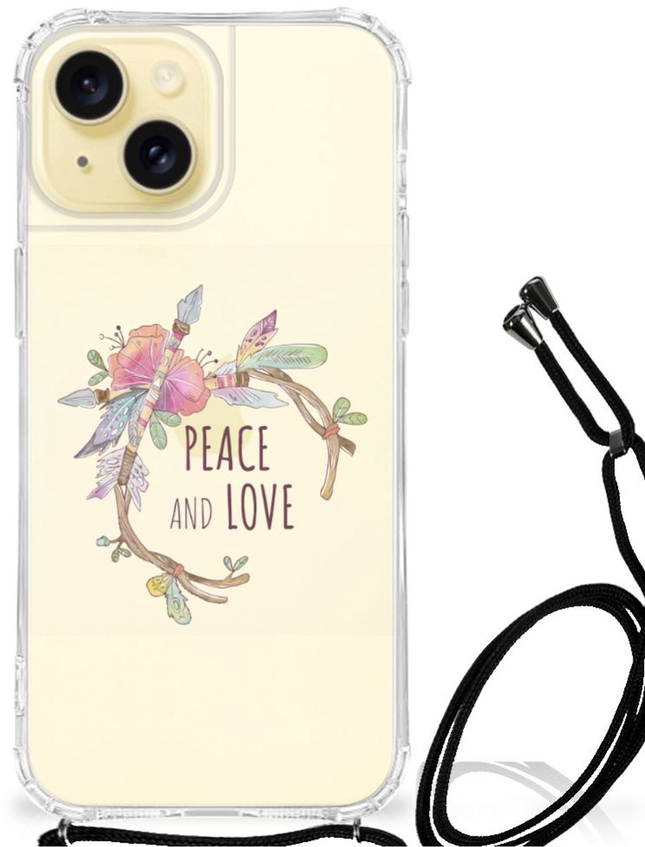 Apple iPhone 15 Stevig Bumper Hoesje Boho Text