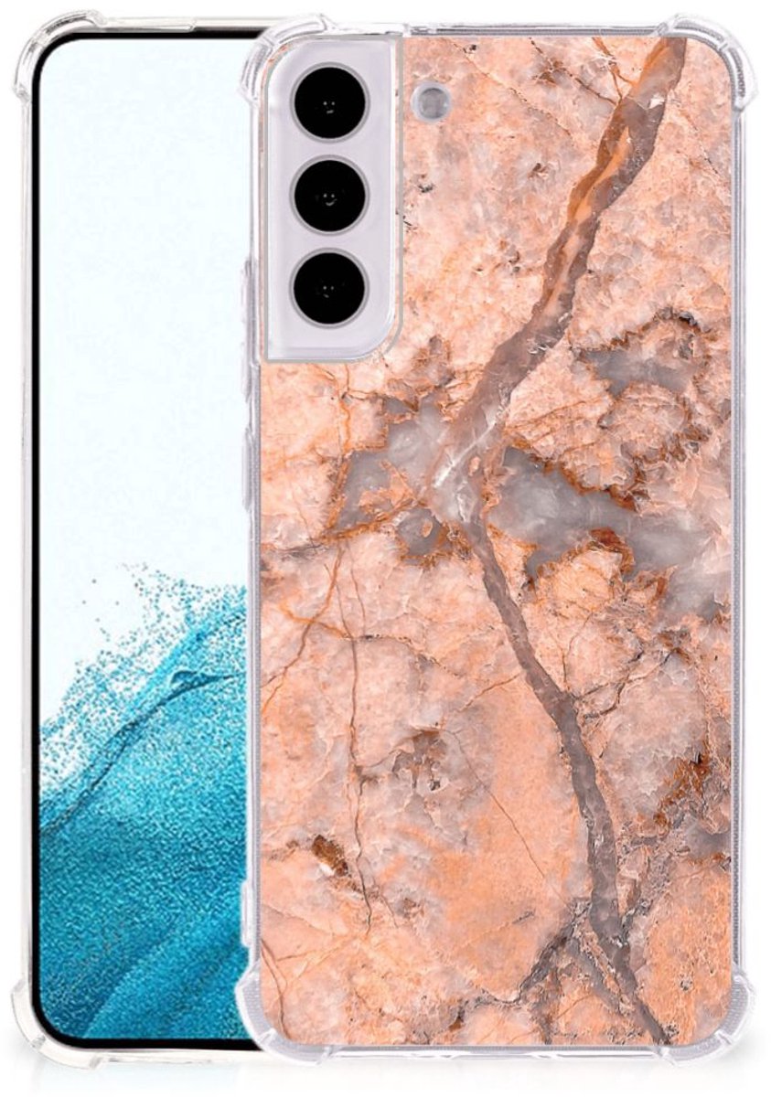 Samsung Galaxy S22 Plus Anti-Shock Hoesje Marmer Oranje