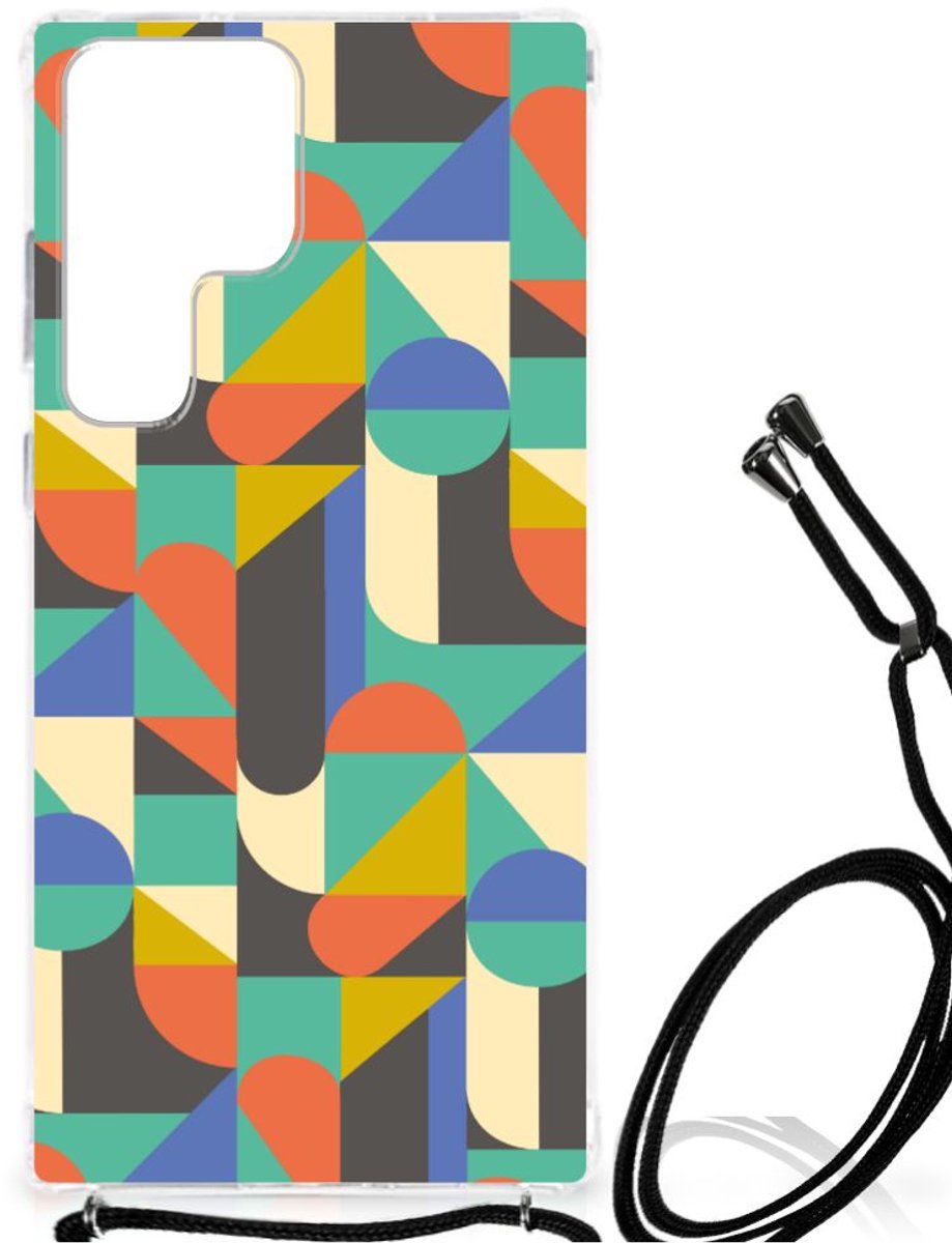 Samsung Galaxy S23 Ultra Doorzichtige Silicone Hoesje Funky Retro