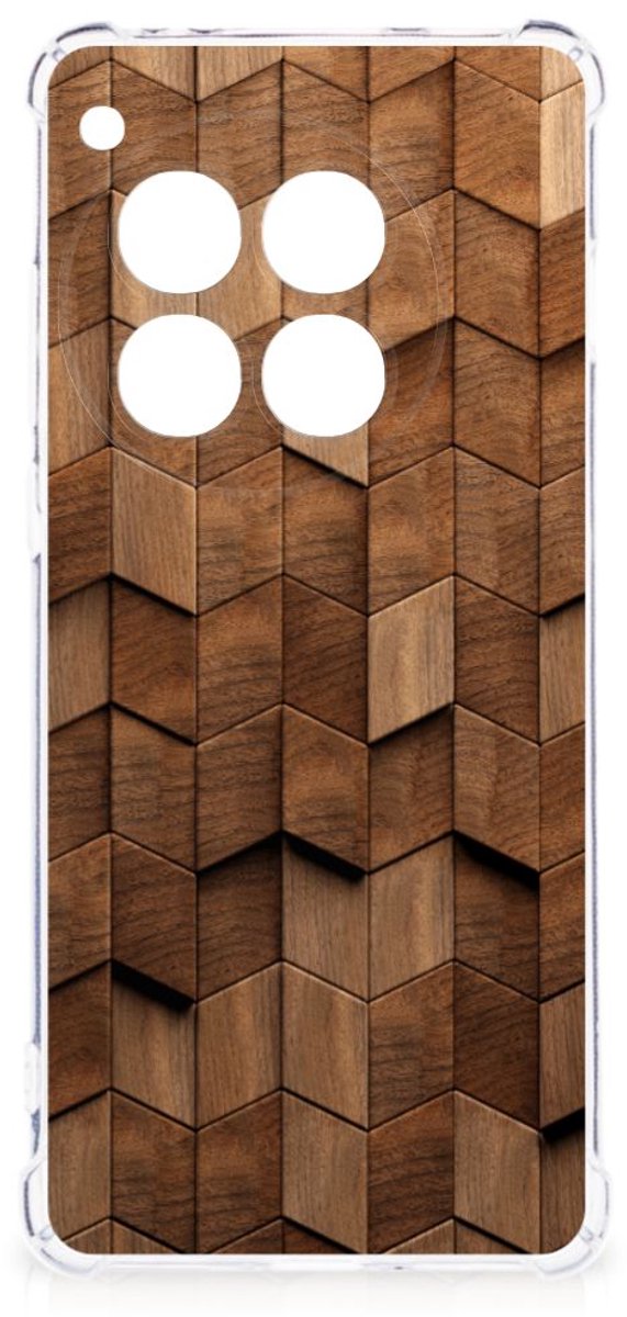 Stevig Telefoonhoesje voor OnePlus 12 Wooden Cubes