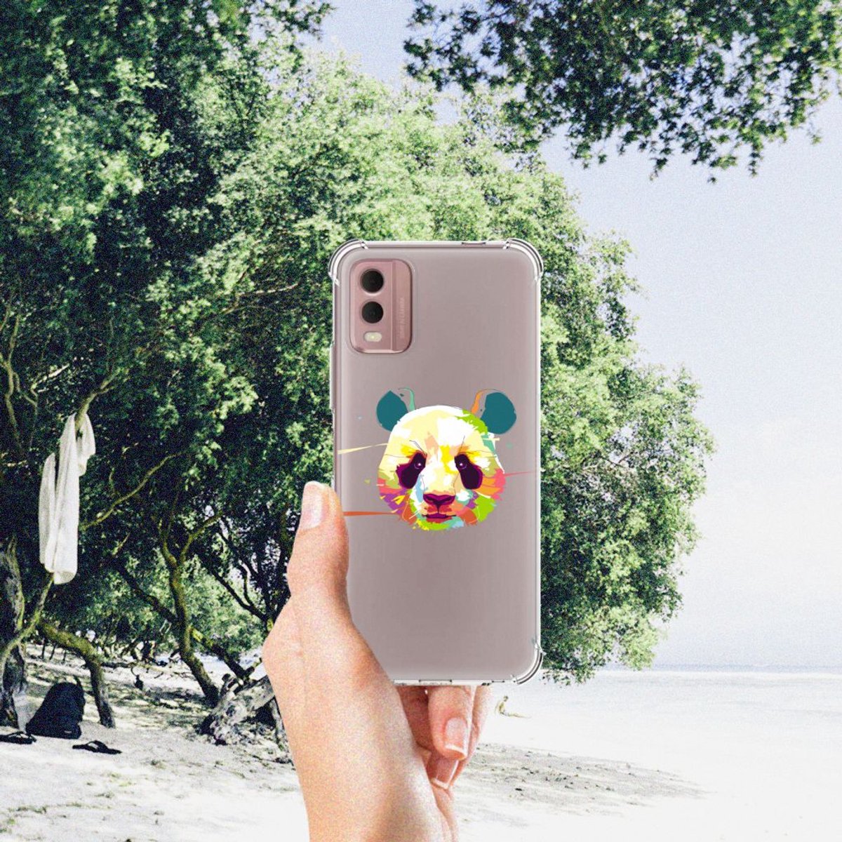Nokia C32 Stevig Bumper Hoesje Panda Color