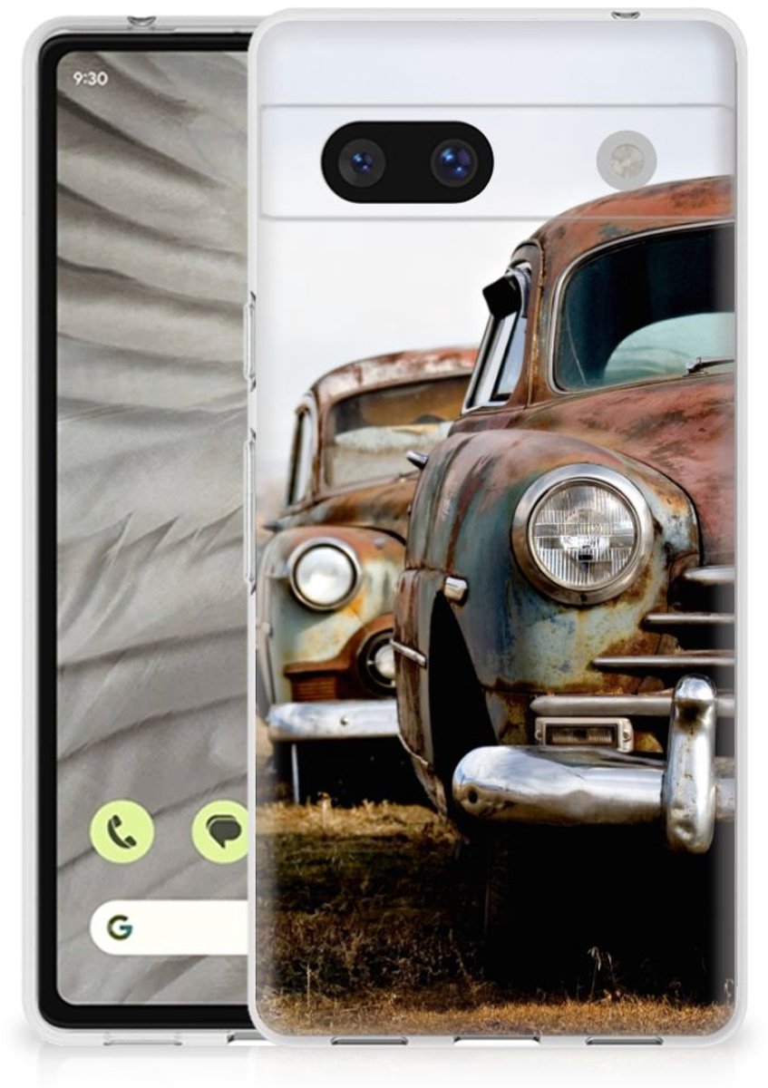 Google Pixel 7A Siliconen Hoesje met foto Vintage Auto
