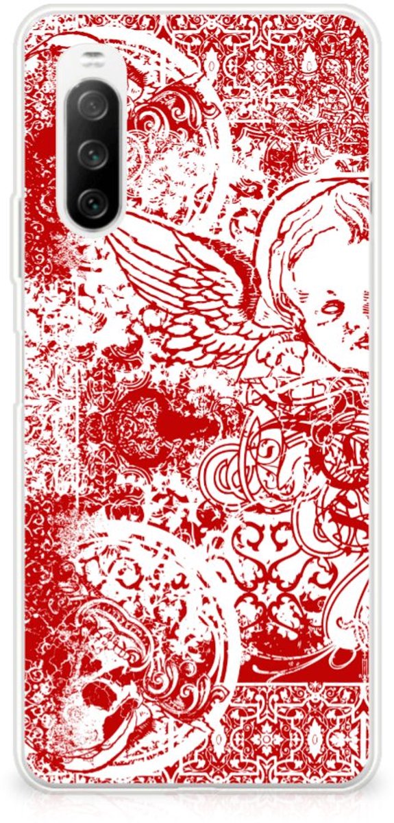Silicone Back Case Sony Xperia 10 III Angel Skull Rood