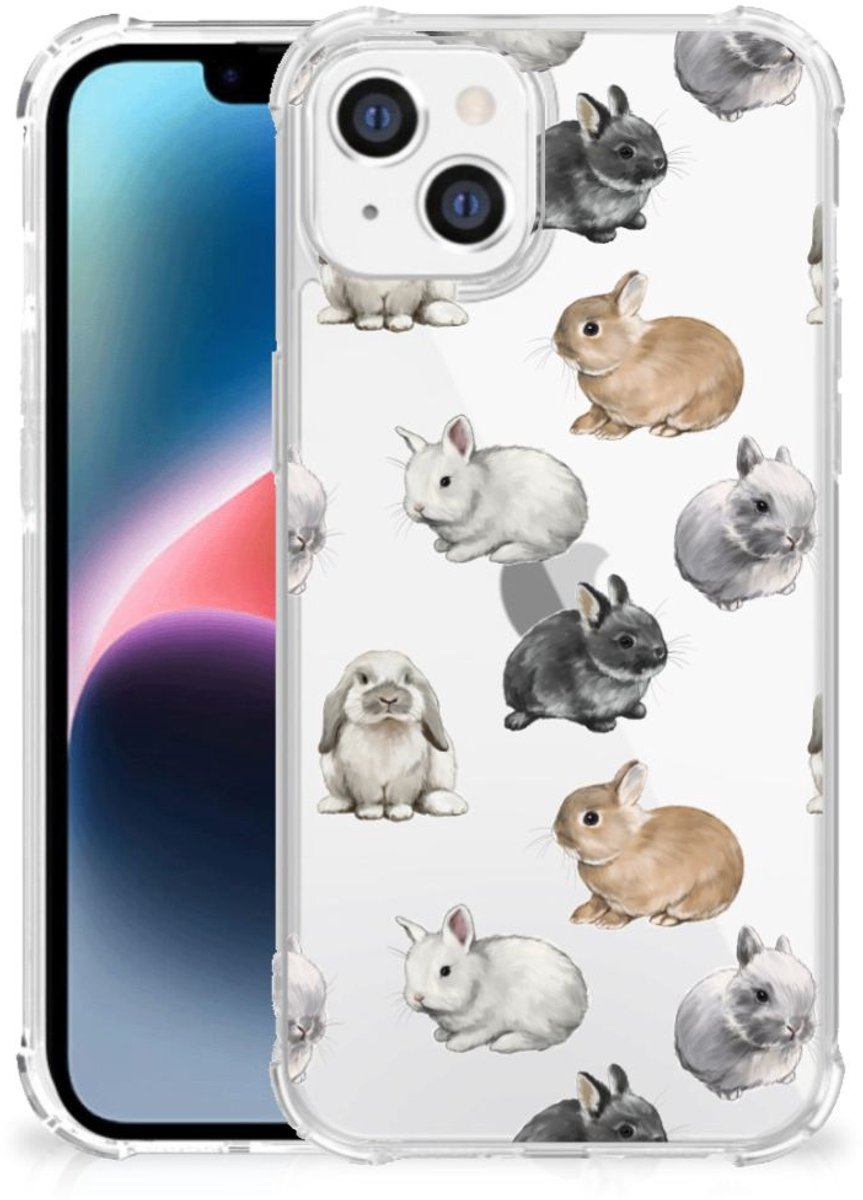 TPU Case Anti-Shock voor Case Anti-shock voor Apple iPhone 14 Plus Konijntjes