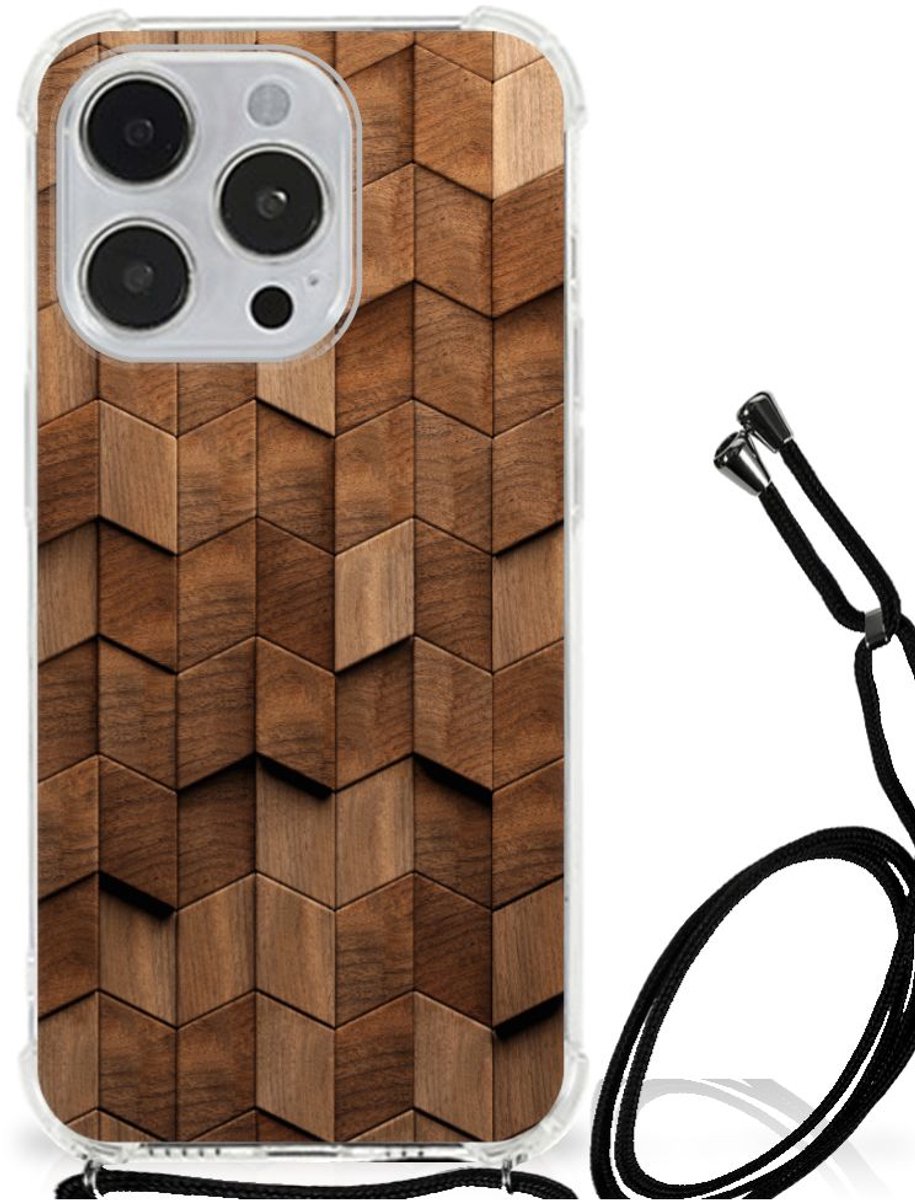 Stevig Telefoonhoesje voor iPhone 14 Pro Max Wooden Cubes