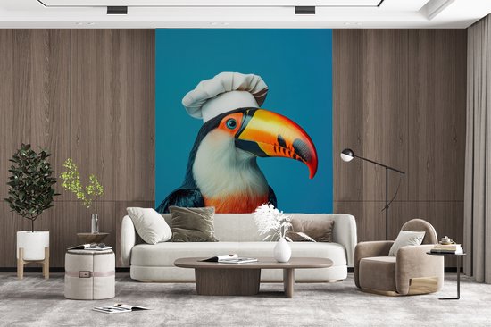 Behang - Fotobehang Toekan - Papegaai - Vogel - Koksmuts - Breedte 160 cm x hoogte 220 cm