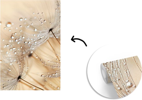 Behang - Fotobehang Paardenbloem - Abstract - Natuur - Beige - Breedte 180 cm x hoogte 280 cm