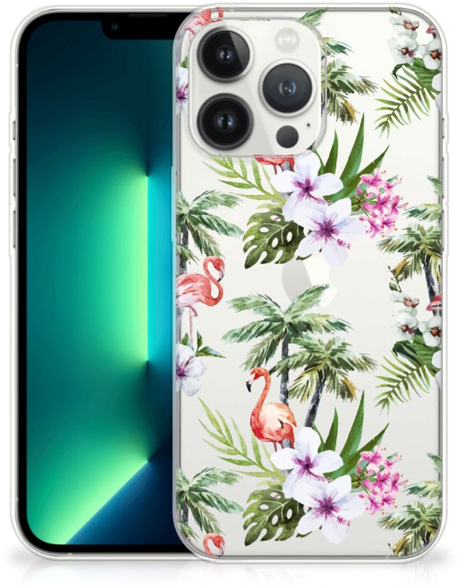 iPhone 13 Pro Max TPU Hoesje Flamingo Palms