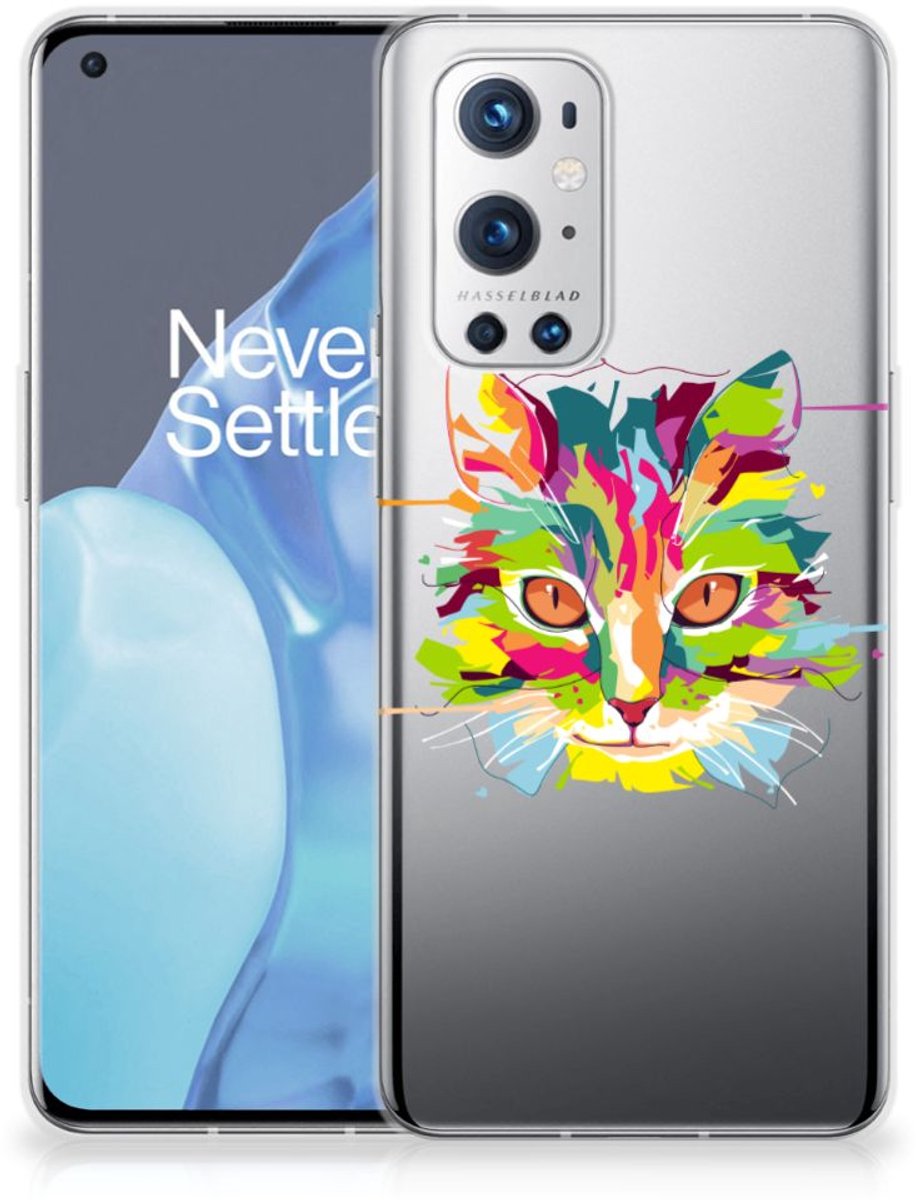 OnePlus 9 Pro Telefoonhoesje met Naam Cat Color