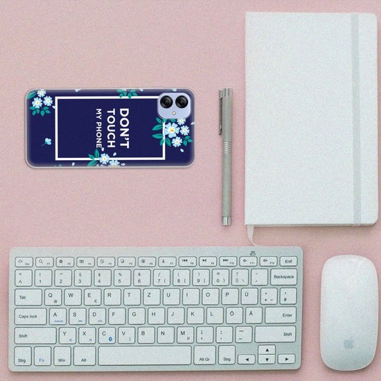 Samsung Galaxy A04e Silicone-hoesje Flowers Blue DTMP
