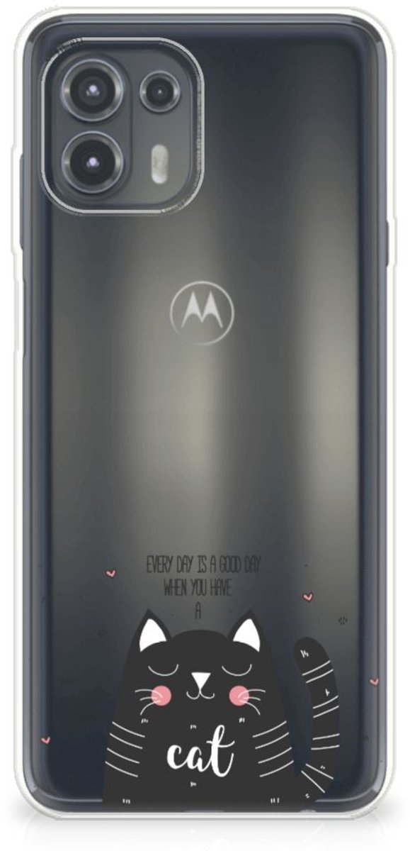 Motorola Edge 20 Lite Telefoonhoesje met Naam Cat Good Day