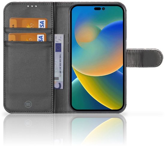 PU Premium Housse pour iPhone 14 Pro Portefeuille Grains De Café