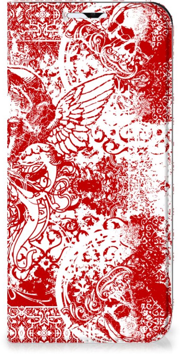 Mobiel BookCase Samsung Galaxy A23 Angel Skull Rood