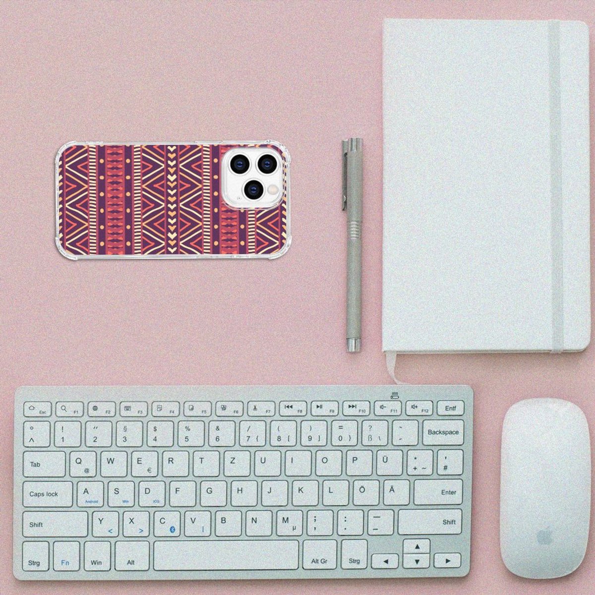 iPhone 14 Pro Doorzichtige Silicone Hoesje Aztec Paars