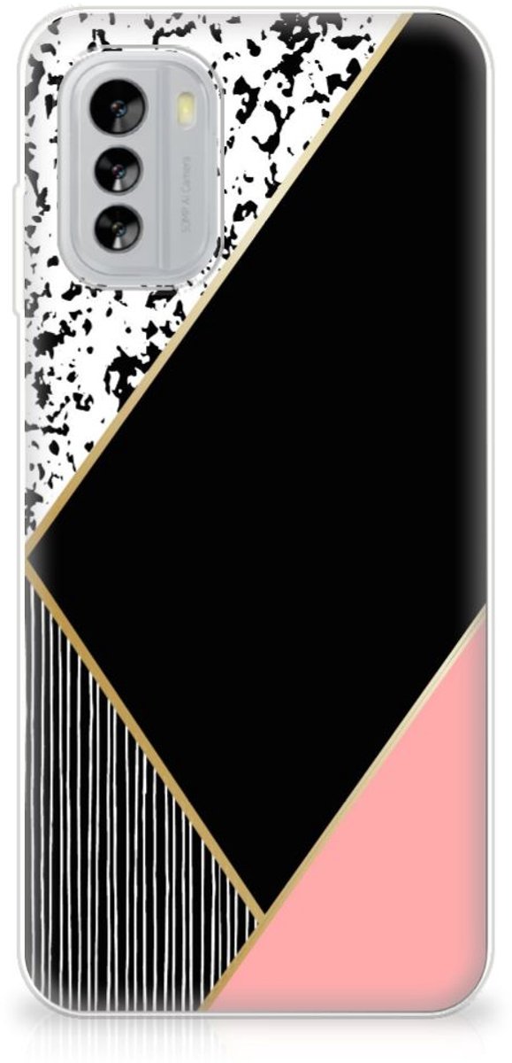 Nokia G60 TPU Hoesje Zwart Roze Vormen