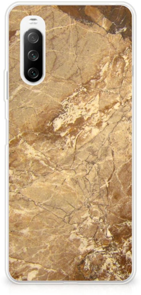 Sony Xperia 10 III TPU Siliconen Hoesje Marmer Creme