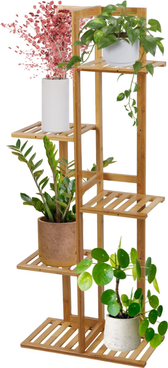 HIXA Plantentafel - Plantenrek - voor Binnen - Plantenstandaard - 5 Laags - Plantenzuil - Bloemen en Planten Houder