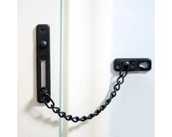 WiseGoods Premium Mat Zwarte Deurketting - Kettingslot - Anti-Diefstal Deur Slot - Deurslot Binnendeur - Veiligheid Wonen - Slotje
