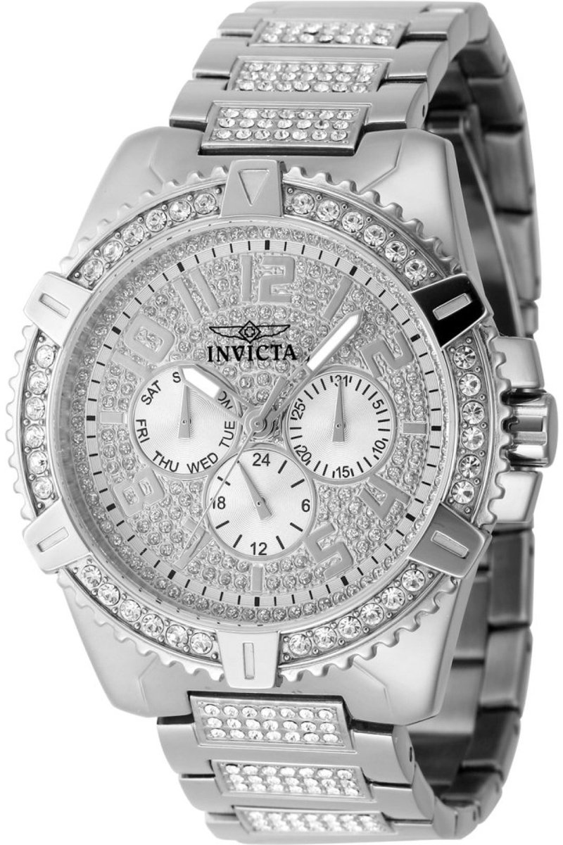 Invicta Celestial 48560 Heren Horloge - Waterdicht - Analoog - Quartz Uurwerk - Roestvrij Staal met zilveren Wijzerplaat - 45mm