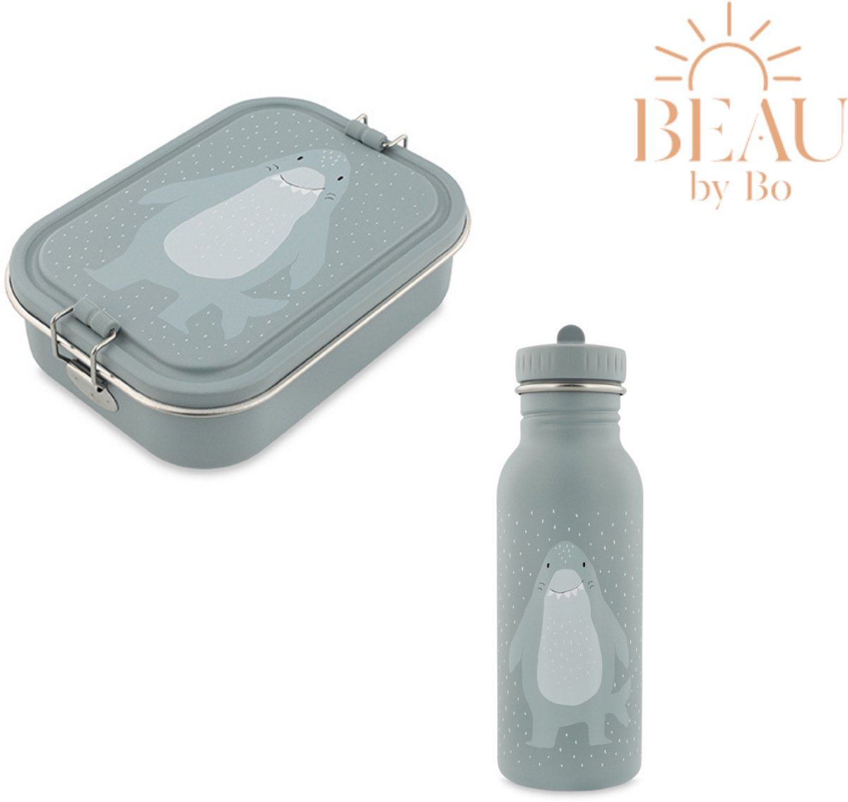 BEAU by Bo Trixie Back to School set - Lunchbox/Drinkfles 500ml - Mr. Shark