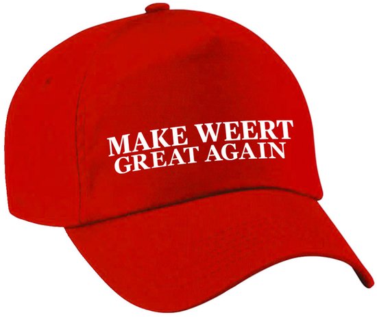 Bellatio Decorations : casquette de carnaval rouge – Make Weert Great Again – adultes