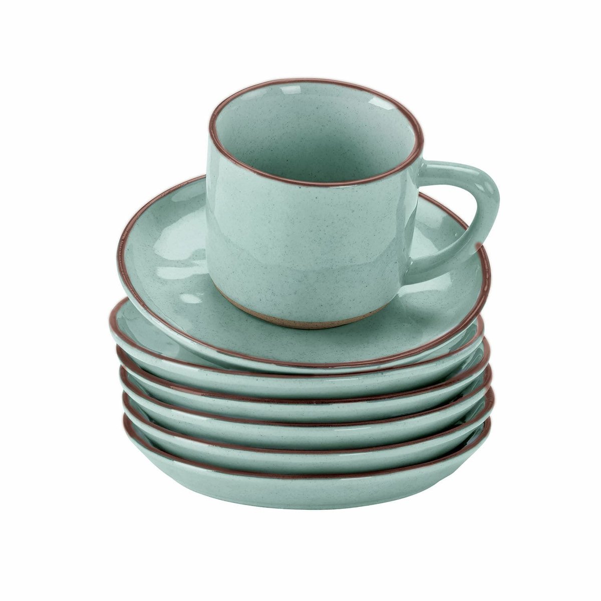 LOBERON Kopje en schoteltje set van 6 Biarré turquoise