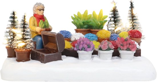 Santaville - Market Vendor Plants and Flowers with LED Polyresin 14cm