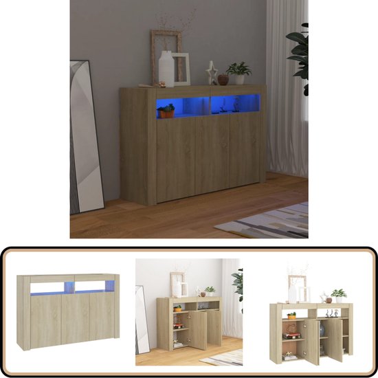 vidaXL 3-delige Dressoirset bewerkt hout gerookt eiken, kast, opbergkast, bijzetkast, wandkast, houten kast, opslagkast, kasten, wandkasten