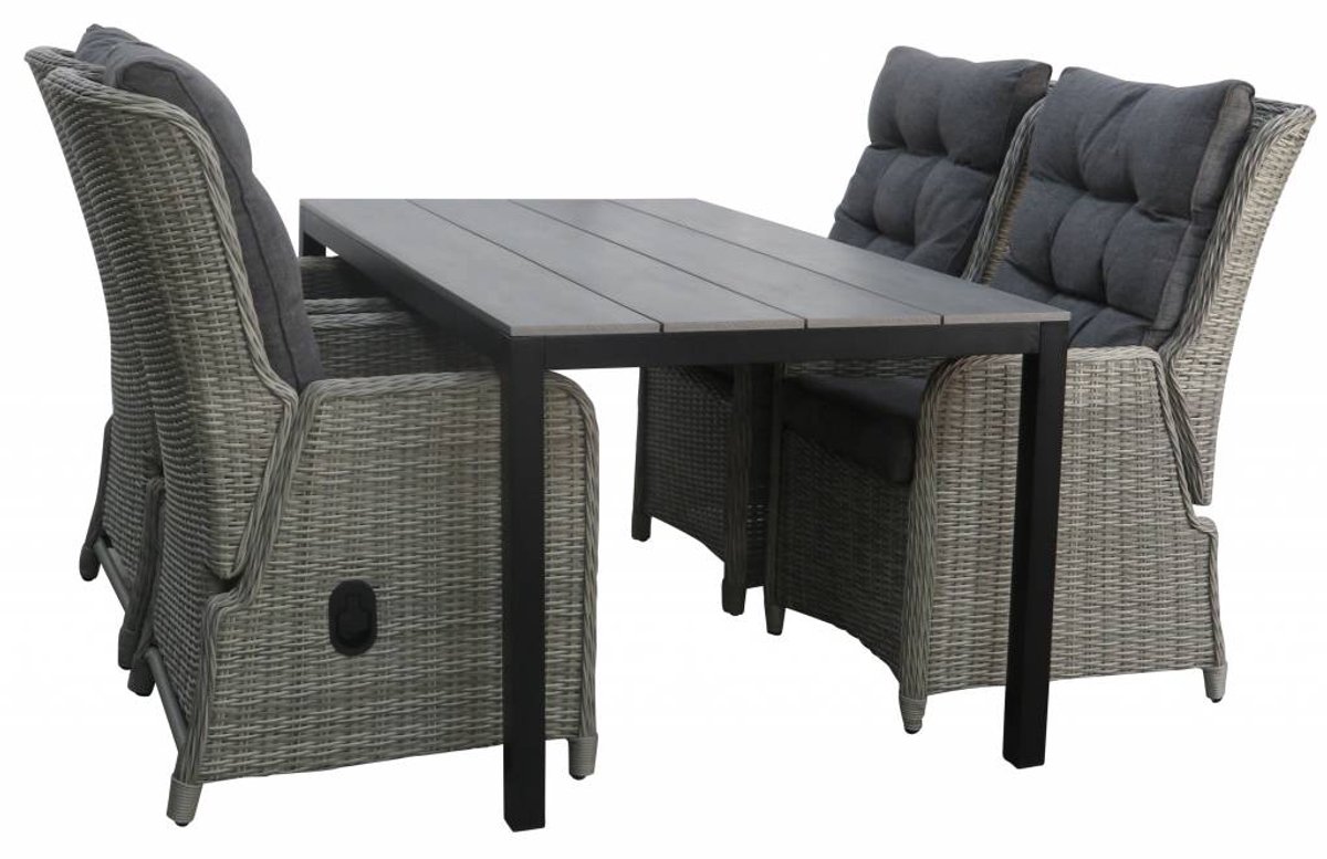 5-delige tuinset | 4 Dublin verstelbare stoelen (MG) | 160 of 180cm Cyprus tuintafel (Grey)