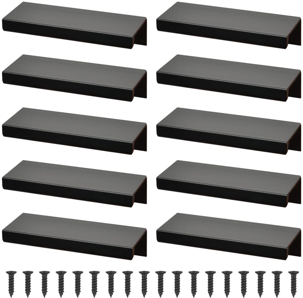My Ninki ® Verborgen Zwarte Aluminium Meubelgrepen voor Keukenkasten en Laden, 10 Stuks, 80 mm, Veilig en Stijlvol