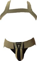 Barcode Berlin Multipack 1x Jockstrap Zuri Darkarmy/Black + 1x Harnais Matt Pop Grasslandbeige - TAILLE XL - Sous-vêtements homme - Jockstrap pour homme - Jockstrap homme