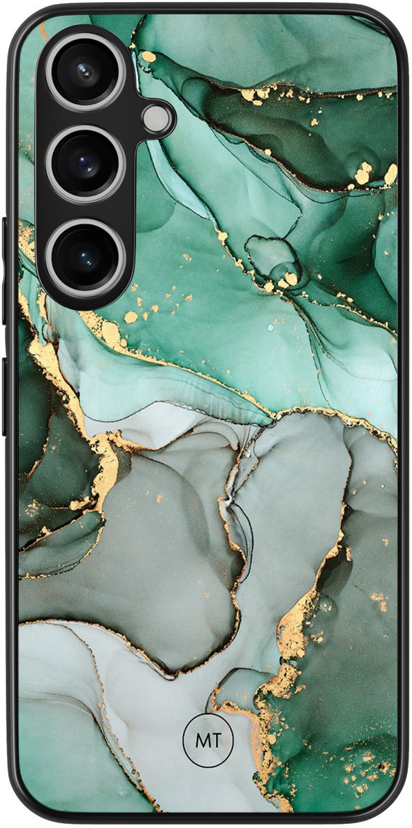 Hoesje geschikt voor Samsung Galaxy A55 - Marble Design - TPU Hard Case Backcover - Grijs, Groen - Mooie Telefoonhoesjes
