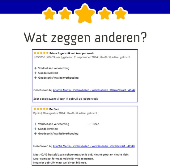 Atlantis Marlin - Palmes - Adultes - Blauw/ Zwart - 40/41