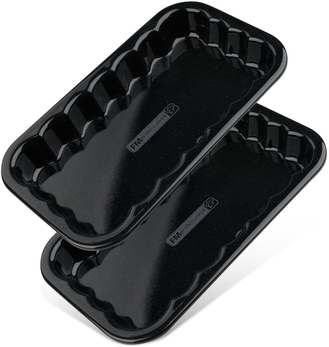 Set van 2 geëmailleerde stalen barbecue schalen 21 x 12 cm FM Professional Barbecue