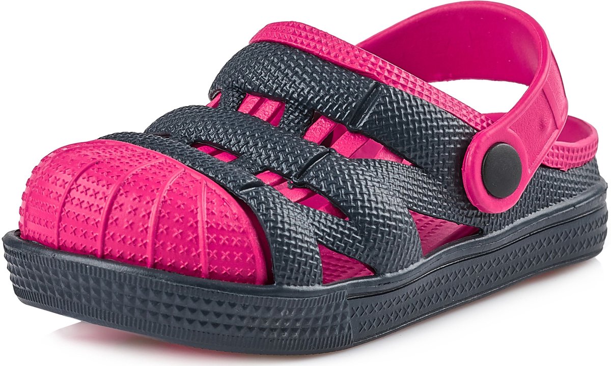 Ladeheid Clogs Kinderen - Tuinschoenen - Lichte - Kinderschoenen - Meisjes - Jongens – Donkerblauw roze – 27 - LA-KL-056