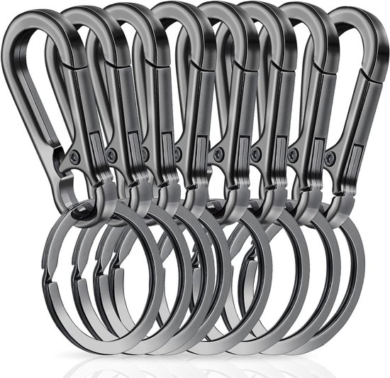 4 karabijnhaken met sleutelring, metalen 4 karabijnhaken met sleutelring, metalen