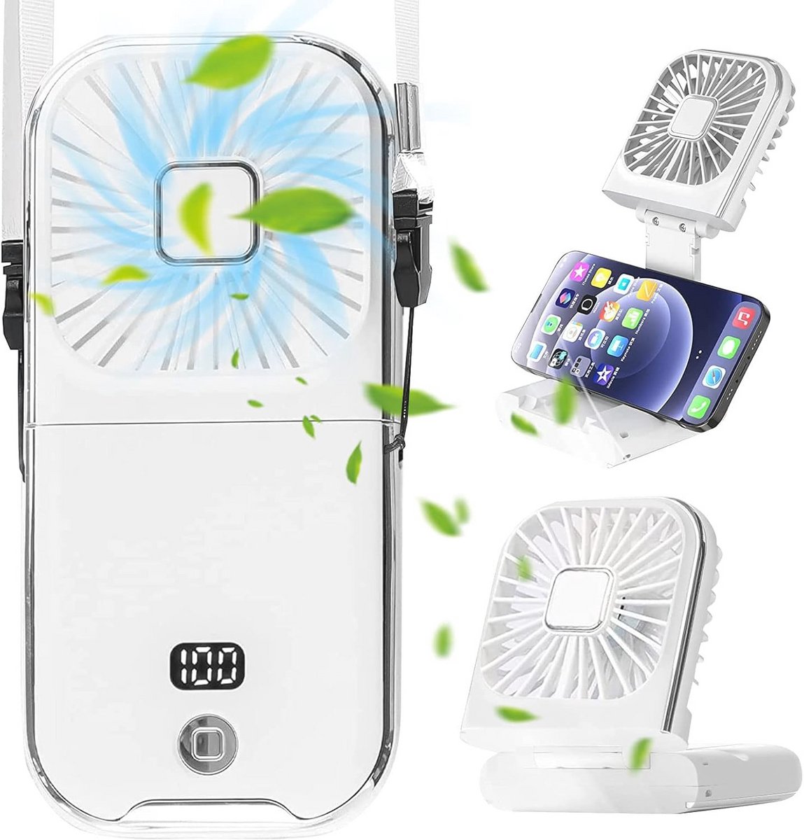 Draagbare USB Ventilator 5 in 1 - Opvouwbaar en Oplaadbaar met 4 Snelheden