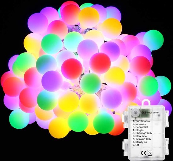 Patio Lichtsnoer kleur 10m met 12 LED buiten waterdicht Prikkabel feestverlichting