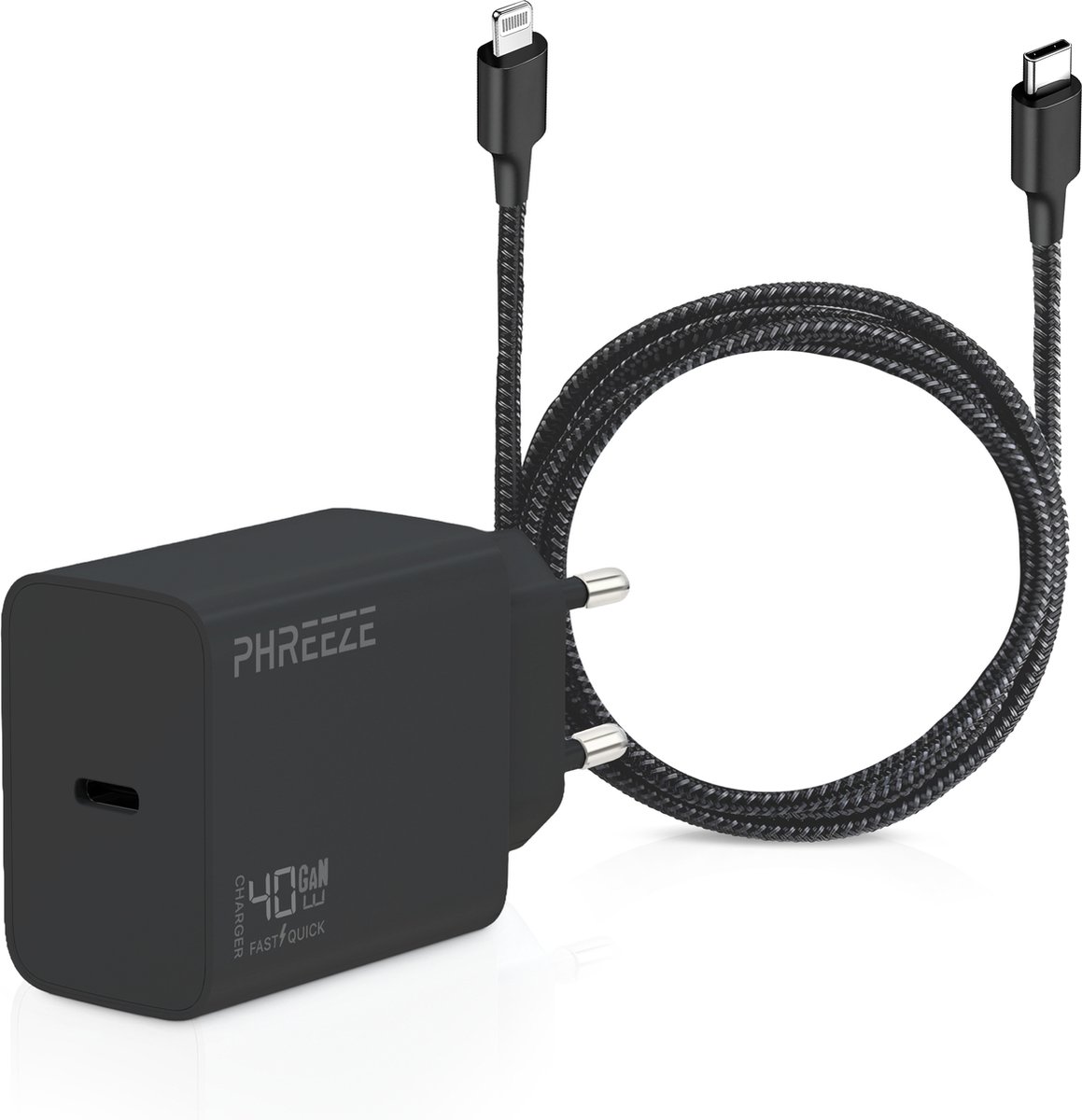 Snellader geschikt voor Apple iPhone Oplader - USB-C naar Lightning Kabel - 40W - 2 Meter