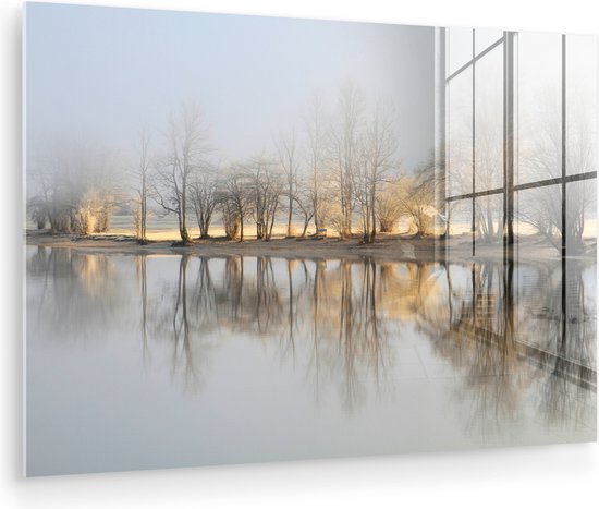MuchoWow® Glasschilderij 30x20 cm - Schilderij acrylglas - Water - Bomen - Natuur - Landschap - Foto op glas - Muurdecoratie woonkamer - Wanddecoratie slaapkamer - Schilderijen