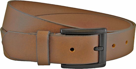 Houtkamp Modern Jeans Riem avec boucle noire en Cuir véritable Ceinture de pantalon pour homme Marron 115 cm