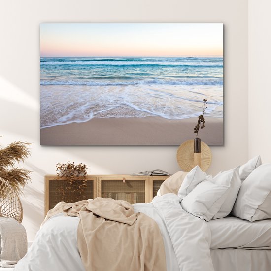 Aluminium schilderij 180x120 cm - Wanddecoratie metaal - Strand - Zee - Pastel - Metalen muurdecoratie woonkamer - Decoratie industrieel - Foto op dibond - Industriële accessoires slaapkamer