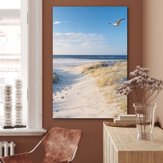 Décoration murale Métal - Aluminium Peinture Industrielle - Dune - Mouette - Plage - Mer - Soleil - 80x120 cm - Dibond - Photo sur aluminium - Décoration murale industrielle - Pour le salon / chambre