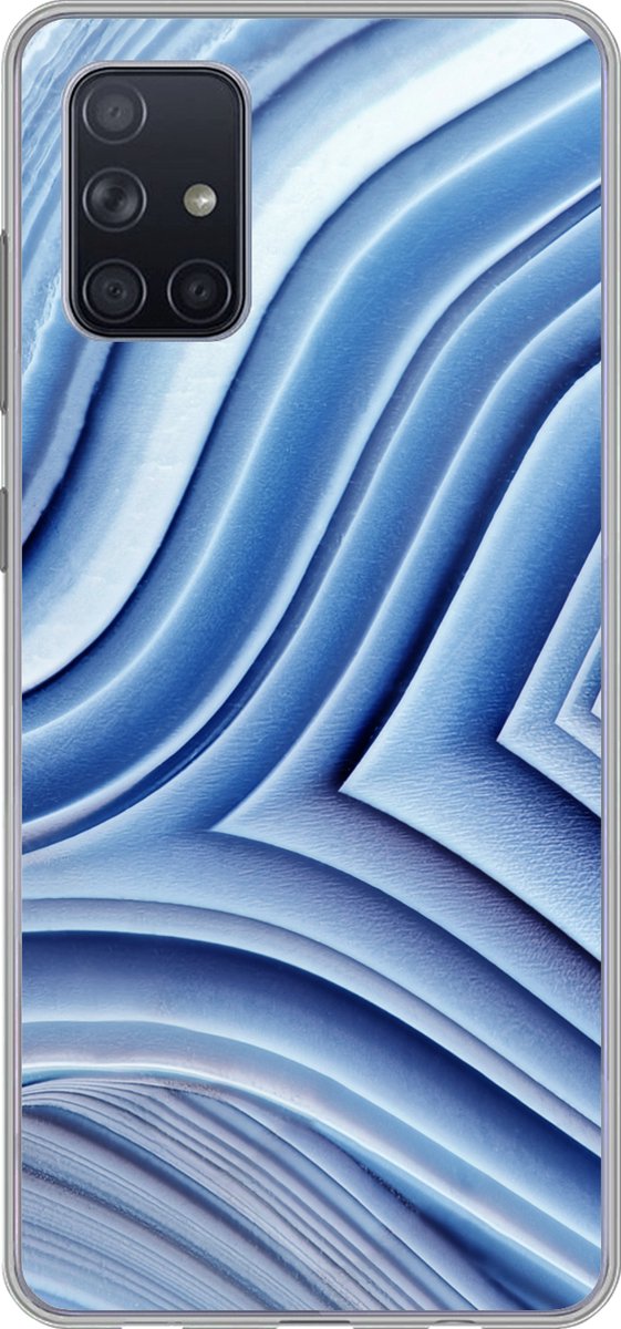 Telefoonhoesje Geschikt voor Samsung Galaxy A51 hoesje - Natuurstenen - Patroon - Blauw - Siliconen Telefoonhoesje Telefoonhoesje