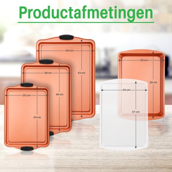 NutriChef Bakpannen Set 6-delig – Non-Stick Carbon Staal, Niet Giftige Bakvormen, Koekjesbladen, Muffin, Brood, Ronde & Vierkante Pan – Vaatwasmachine & Ovenbestendig