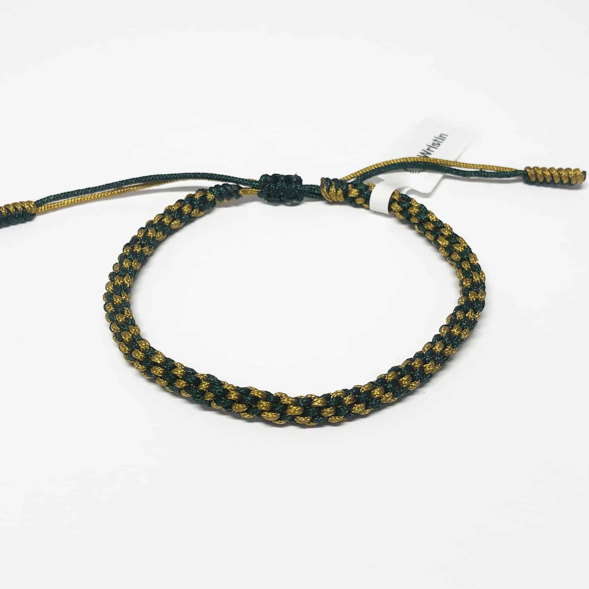 Wristin - Tibetaanse armband geweven goud/donkergroen