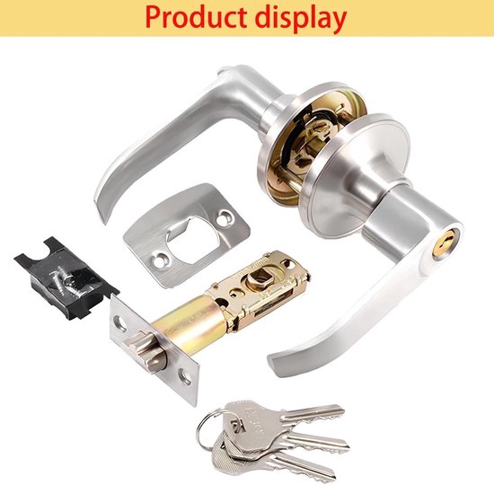 Ronde deurkruk-combi-set, zichtwering deurhendel, deurgreep ingangslot, voor buiten- en huisdeuren hendel-deurgreep, sloten voor de badkameringang zilver
