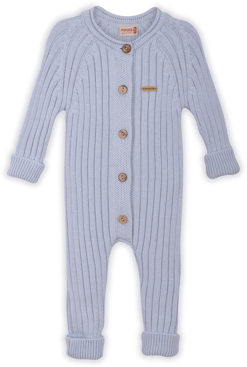 Minora gebreide baby kleding jongens-Unisex boxpakje-Kraamcadeau -Kraamcadeau - Babyshower-Newborn overalls winter- Licht Blauw 3/6 Maanden- Sinterklaas